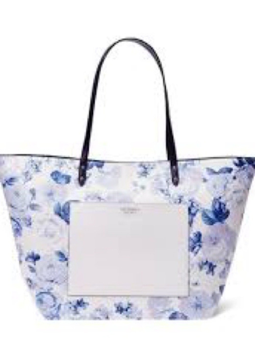 Victoria’s Secret. Floral Blue and White Tote Bag with Front Pocket